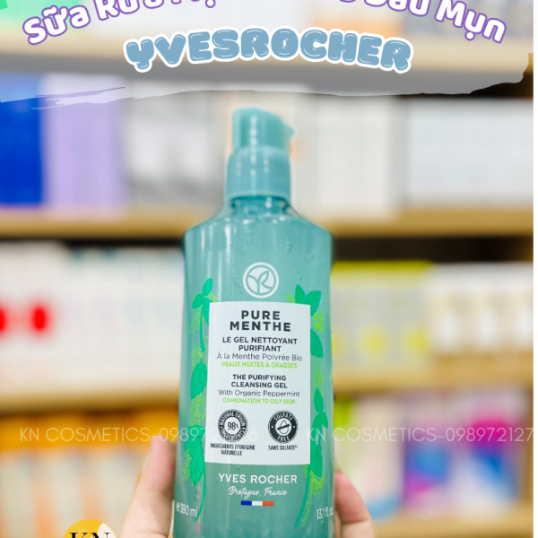 Sữa rửa mặt dạng gel Yves Rocher Pure Menthe Cleansing Gel 390ml