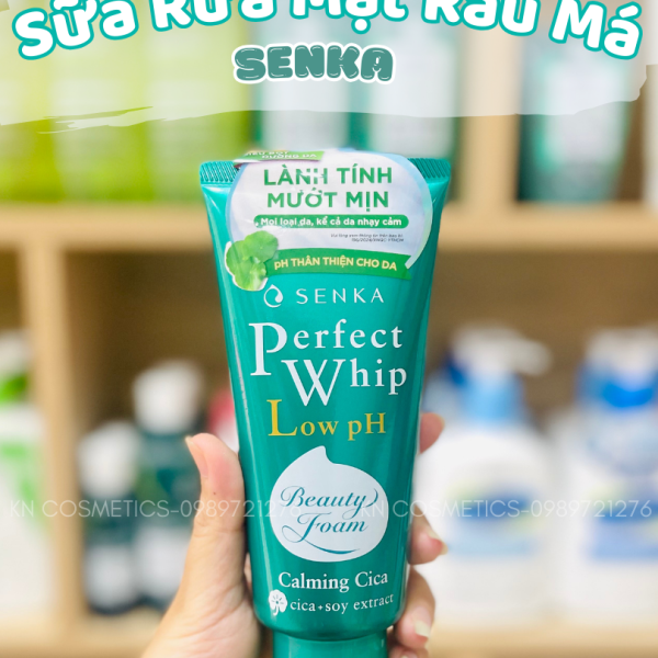 Sữa Rửa Mặt Rau Má Sạch Sâu Lành Tính SENKA PERFECT WHIP LOW pH CALMING CICA 100G