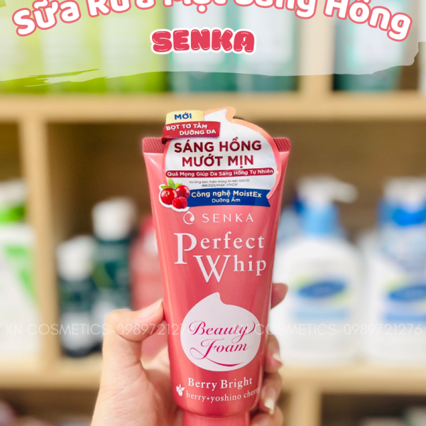 Sữa rửa mặt sáng hồng mướt mịn SENKA PERFECT WHIP berry bright 100g
