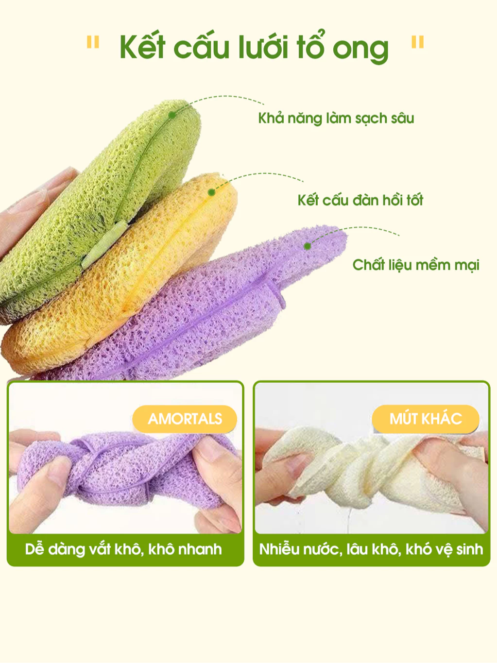 set 3 mút rửa mặt armo7
